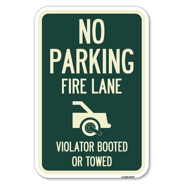 Signmission No Parking Fire Lane With Graphic Viol Heavy-Gauge Aluminum Sign, 12" x 18", A-1218-23737 A-1218-23737 - main